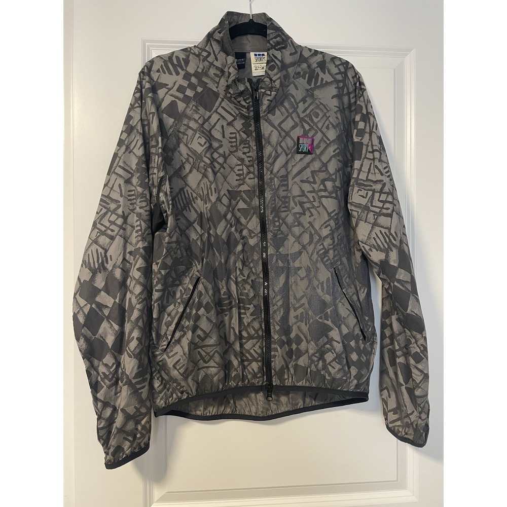 IllumiNite Reflective Cycling Running Jacket Mens L Grey Windbreaker Funky zip